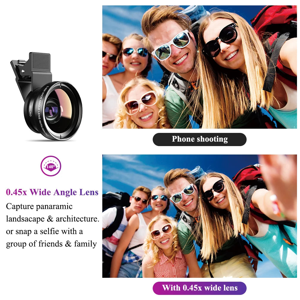 APEXEL 37MM Wide Angle Lens with 12.5x Super Macro Lens for iPhone Samsung Smartphones Camera Phone lens Kit